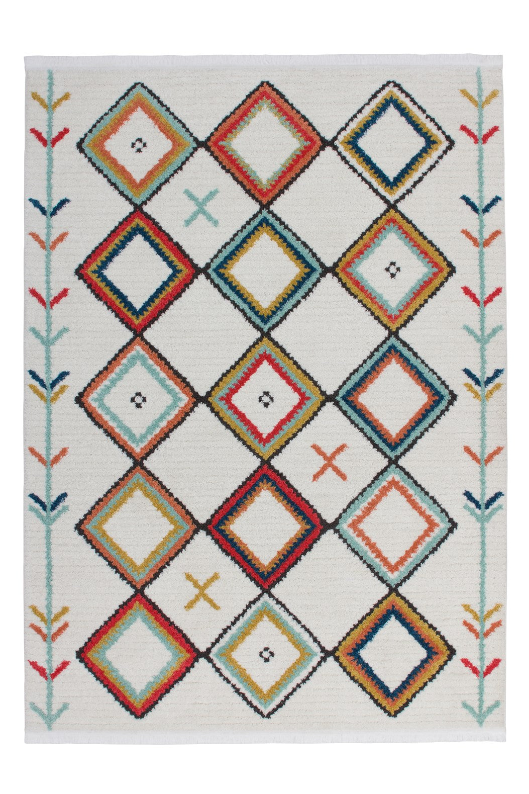 kayoom-agadir-210-kurzflorteppich-buntes-rautenmuster-im-ethno-design-pastellfar image 1