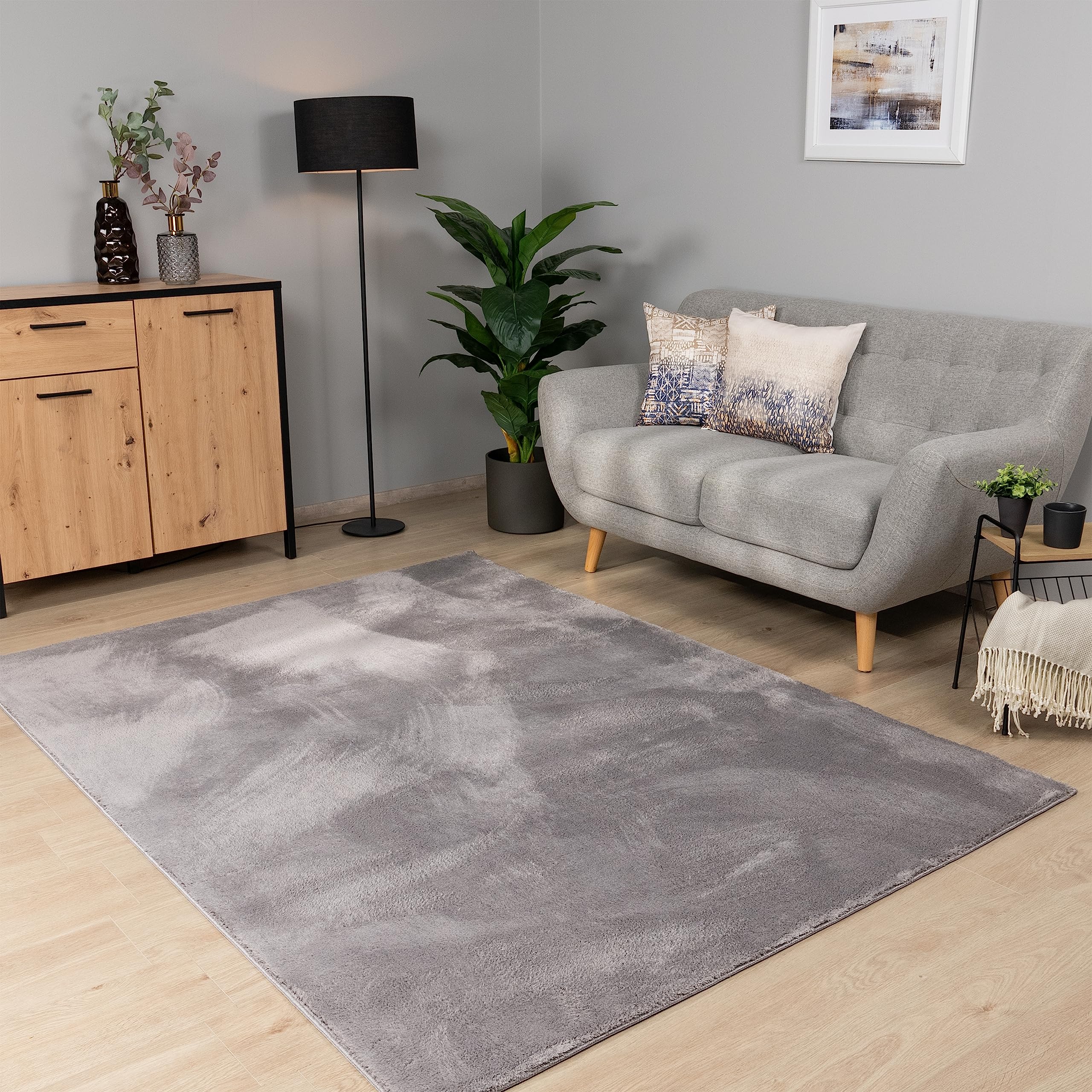 paco-home-kurzflor-teppich-waschbar-120x160-cm-grau image 1