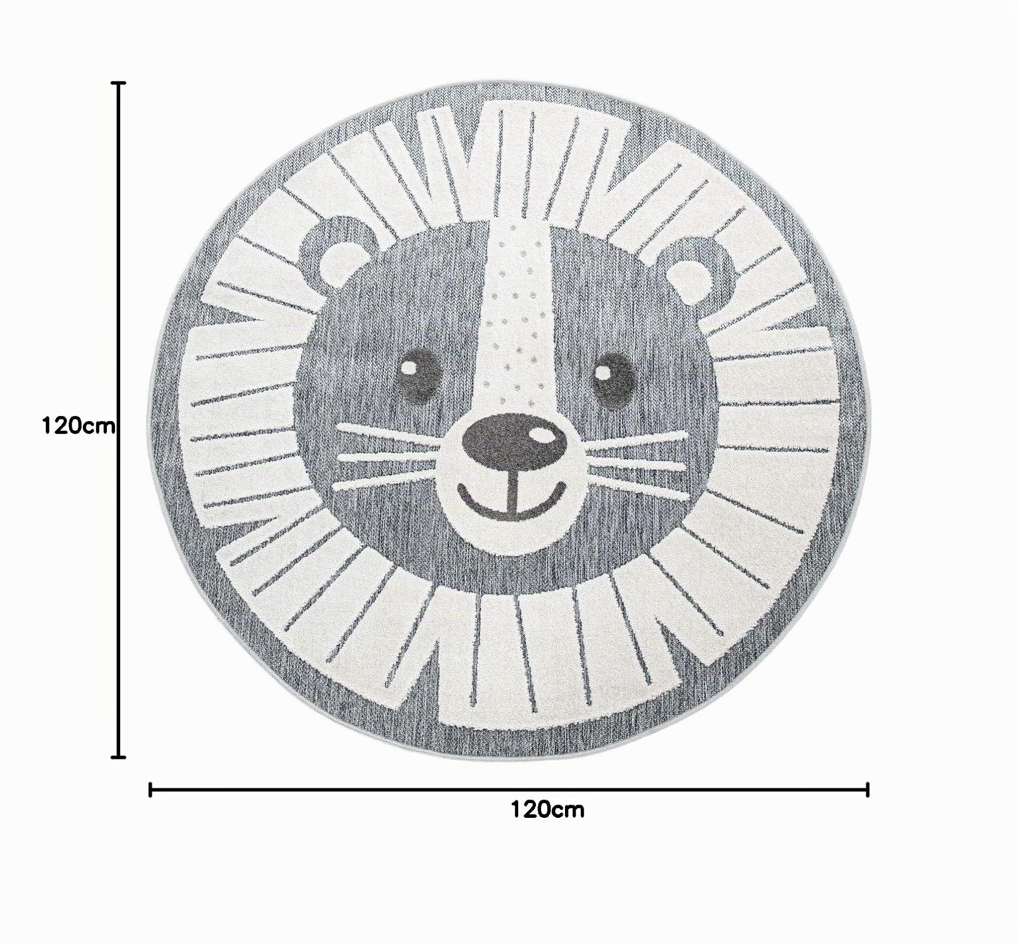 paco-home-kinderteppich-rund-grau-120-cm-3d-effekt-tiermotiv image 2
