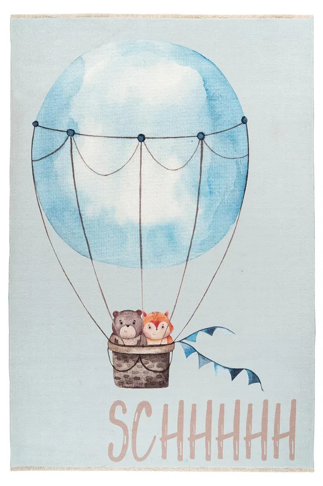 kayoom-kinderteppich-joanna-611-shhh-115-cm-x-170-cm-bunt-vintage-design image 1