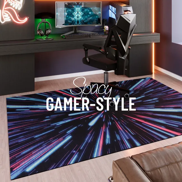 weconhome-neon-horizon-gamerteppich-schwarz-multi-bedruckt-gewebt image 1