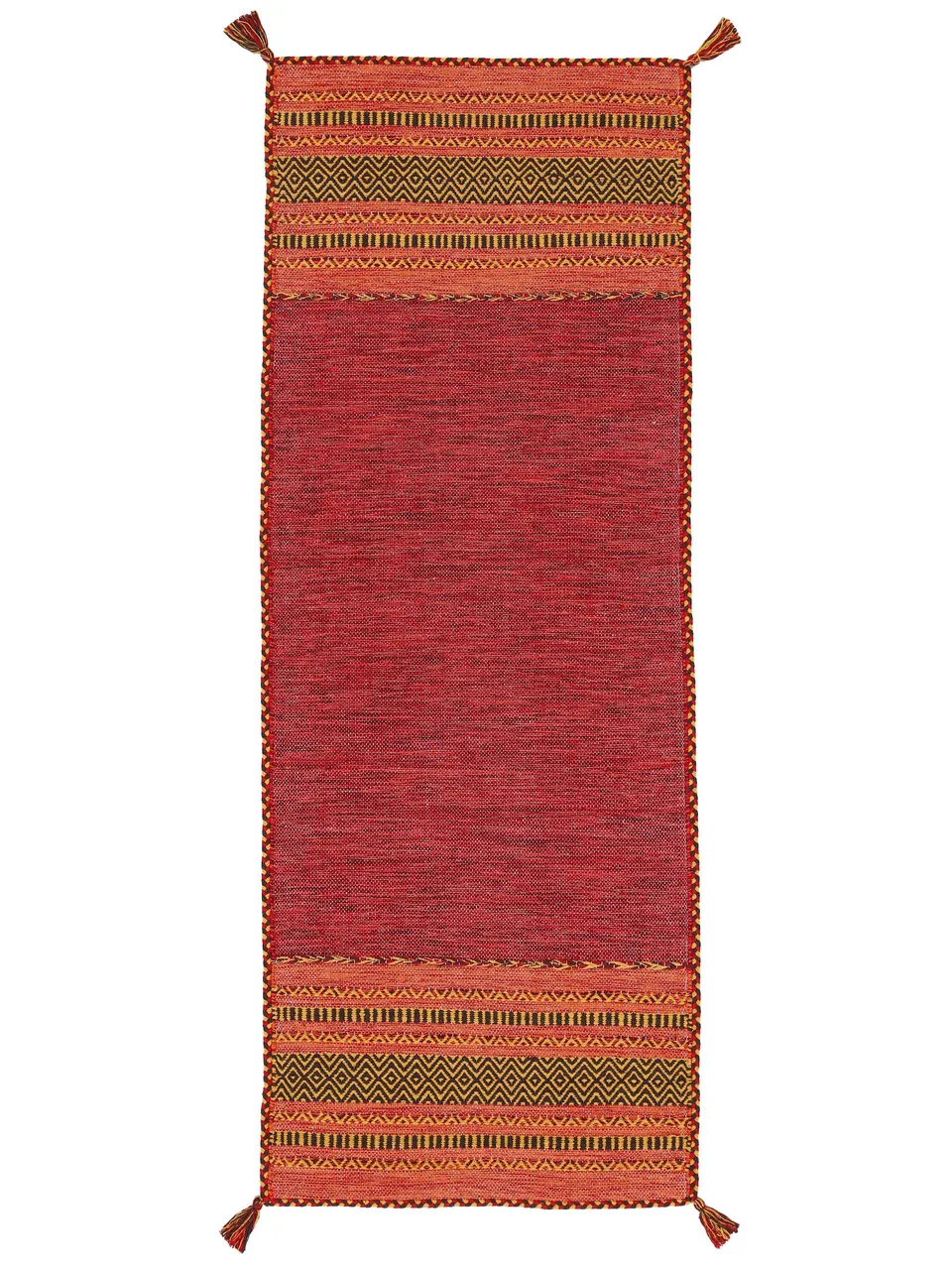carpetfine-kelim-azizi-l-ufer-baumwolle-rot-80x500-cm image 1