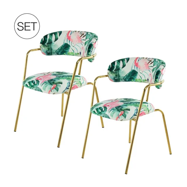 kayoom-stuhl-forest-425-2er-set-multi-gr-n-samtoptik-goldfarbenes-metallgestell image 1