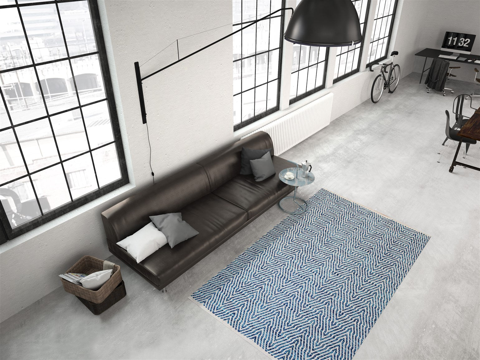 kayoom-aperitif-410-baumwollteppich-handgewebt-blau-weiche-haptik image 3