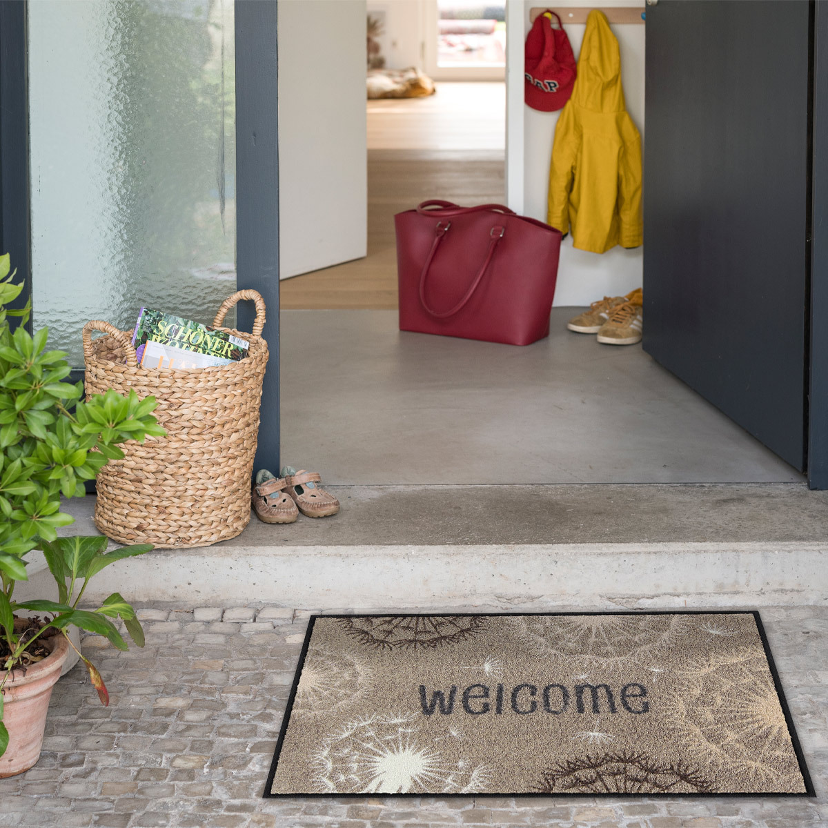 salonloewe-dandelion-welcome-beige-eingangsmatte-50-x-75-cm-pusteblumen-design-s image 2