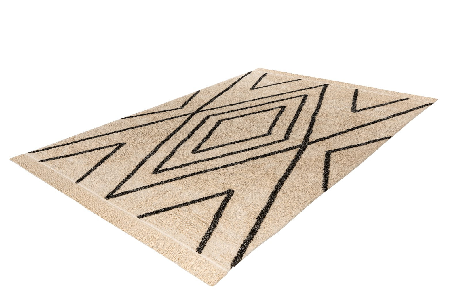 kayoom-mylen-525-flachflorteppich-creme-schwarz-pflegeleicht-verschiedene-gr-en image 2