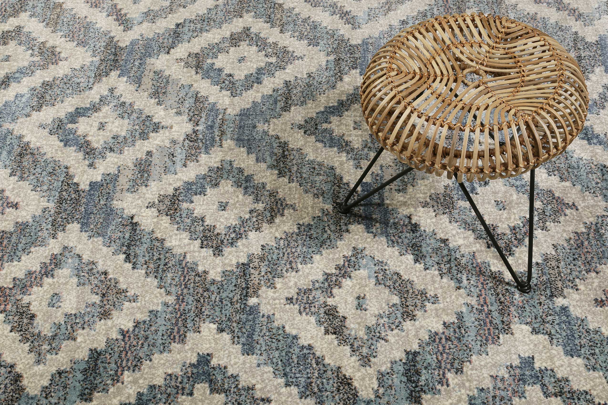 weconhome-passion-2-0-kurzflor-teppich-grau-blau-beige-mit-rhombenmuster image 6