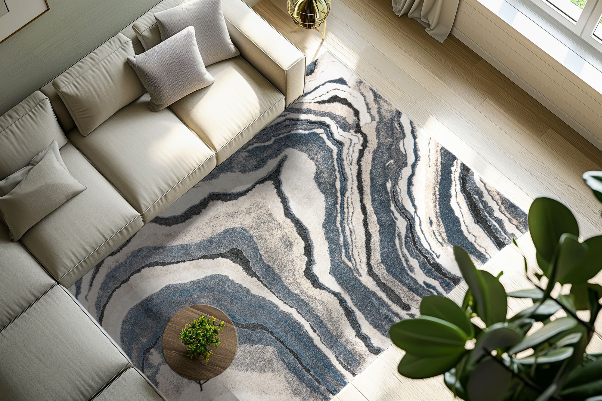 kayoom-firenze-486-teppich-kurzflor-20-mm-3200-g-m-blau-grau-terra image 4