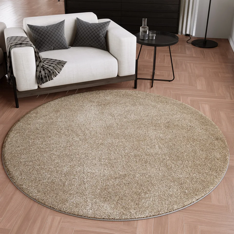 weconhome-wogh-kurzflorteppich-rund-sand-beige image 1