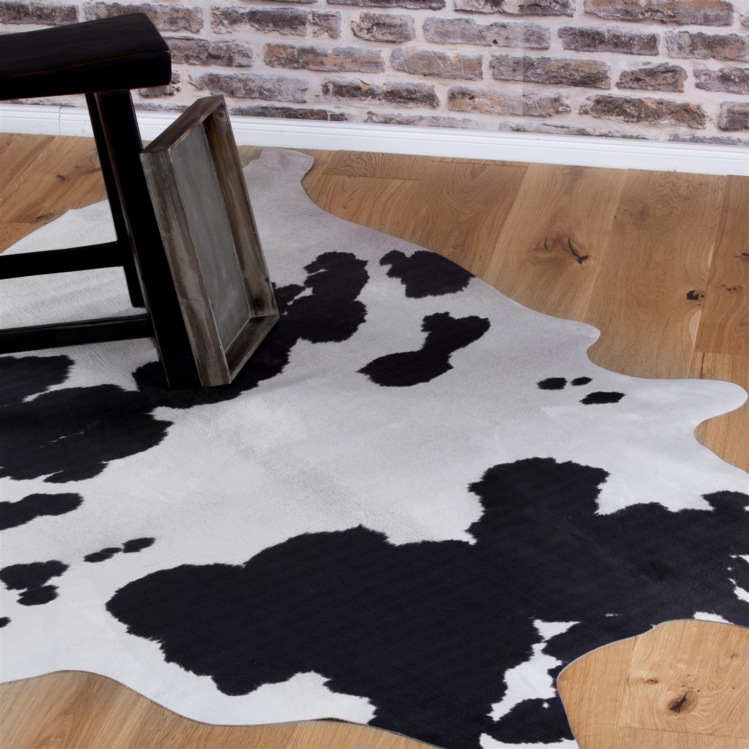 kayoom-sanari-200-kunstfell-schwarz-wei-155-x-190-cm-vegan-naturbelassene-optik image 2