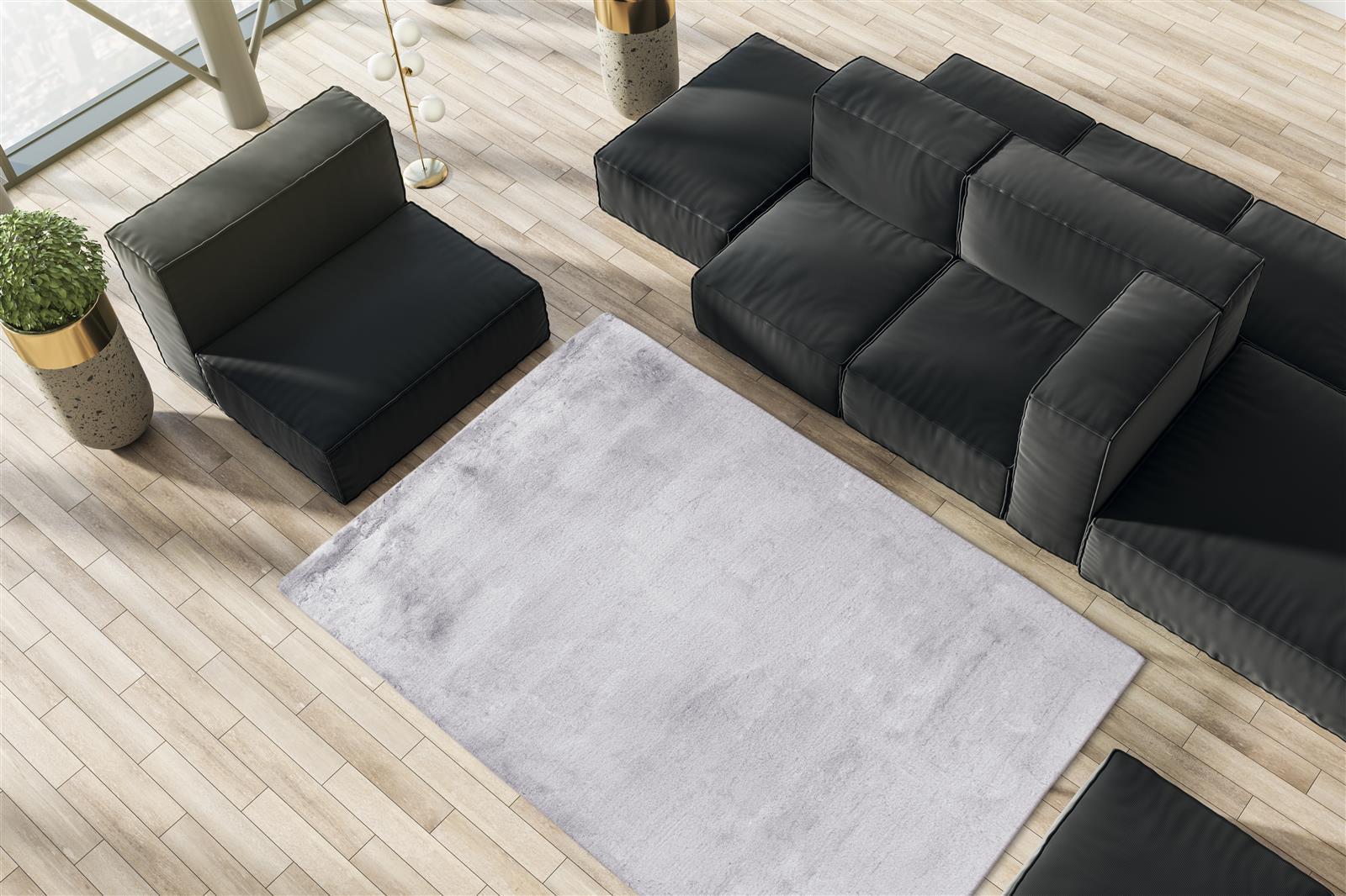 kayoom-raika-125-kurzflorteppich-weicher-teppich-mit-wei-en-spitzen-und-changier image 2