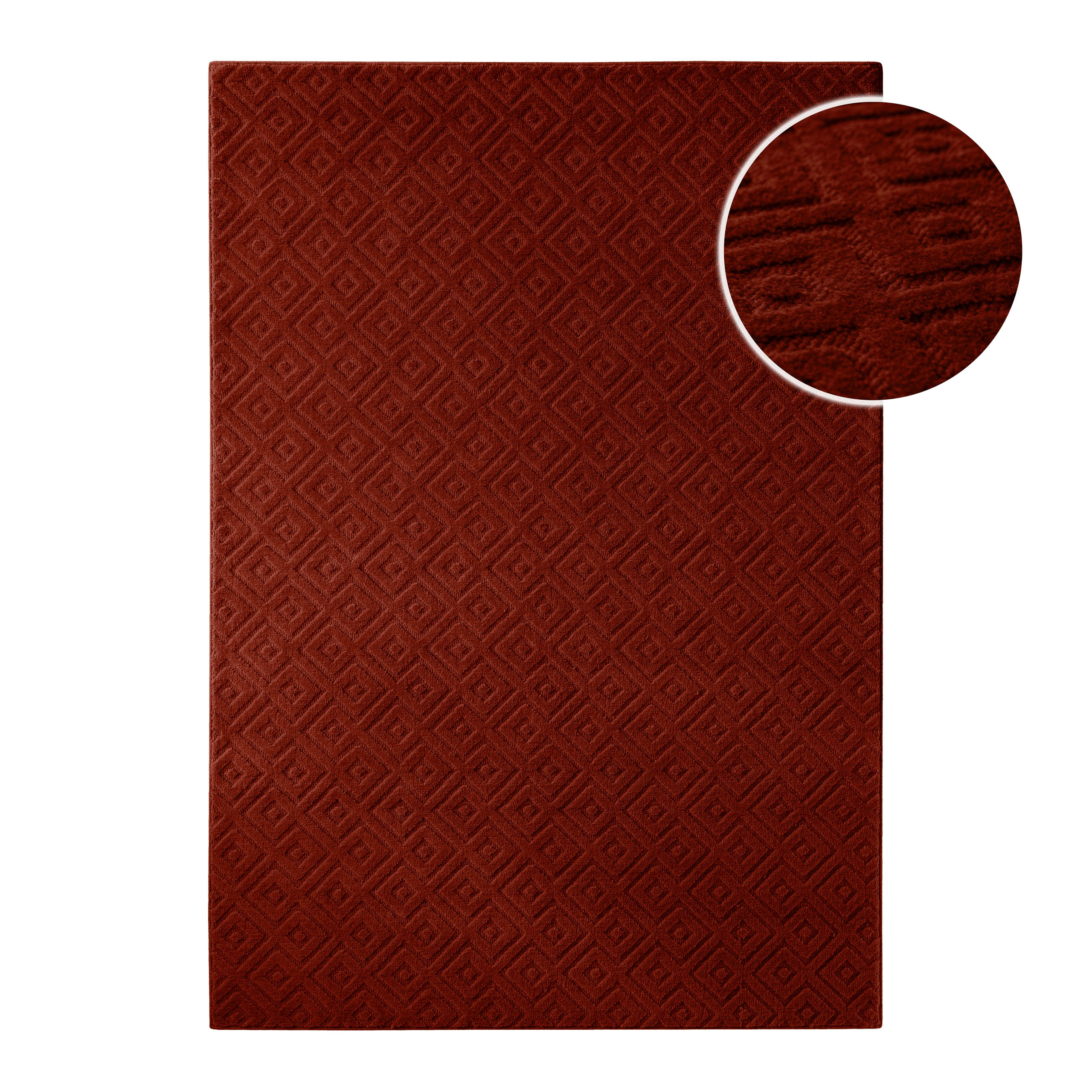weconhome-castello-two-kurzflor-teppich-schurwolle-purpur-rot image 1