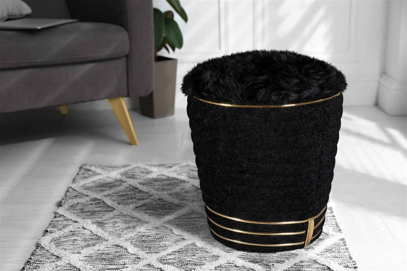 kayoom-hocker-doric-335-stylischer-pouf-mit-konischem-fu-und-steppung image 2