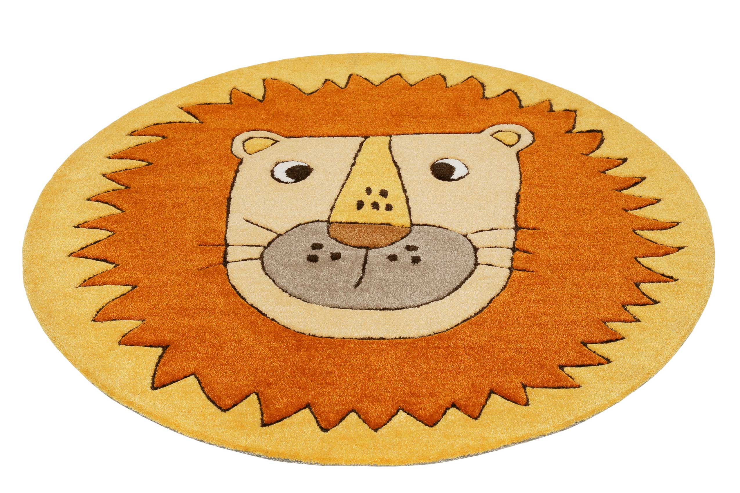 smart-kids-kinderteppich-linus-orange-handgetuftet-rund-mit-l-wenmotiv image 2