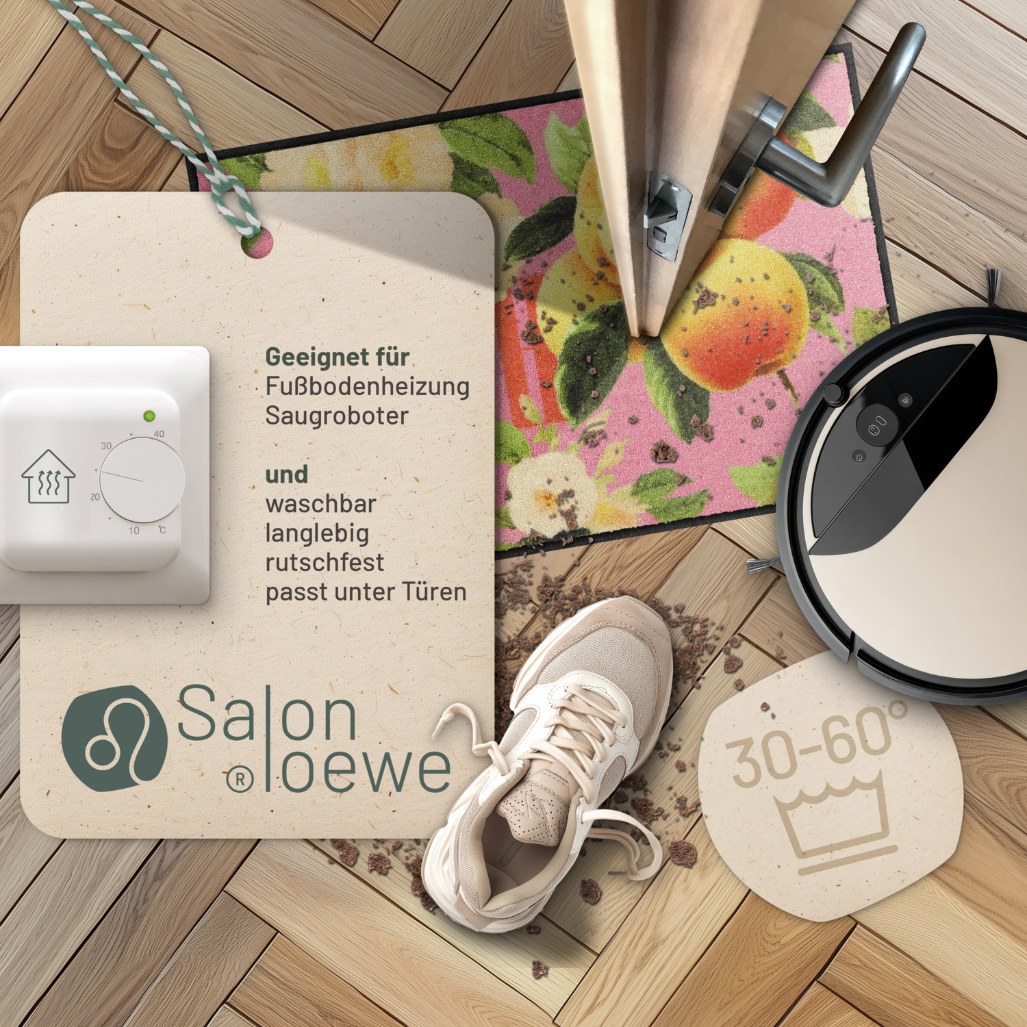 salonloewe-happy-peach-eingangsmatte-50-x-75-cm-waschbare-fu-matte-mit-pfirsich- image 3