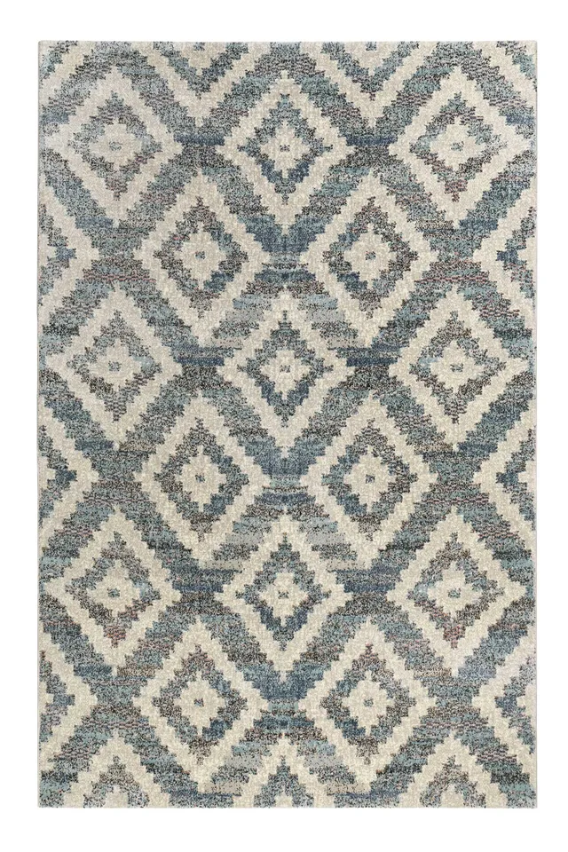 weconhome-passion-2-0-kurzflor-teppich-grau-blau-beige-mit-rhombenmuster image 1