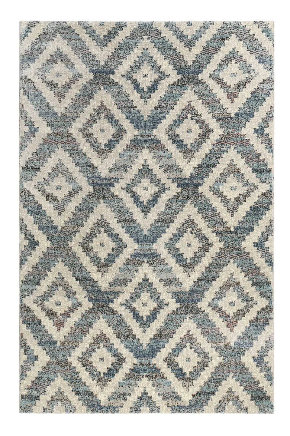 weconhome-passion-2-0-kurzflor-teppich-grau-blau-beige-mit-rhombenmuster image 1