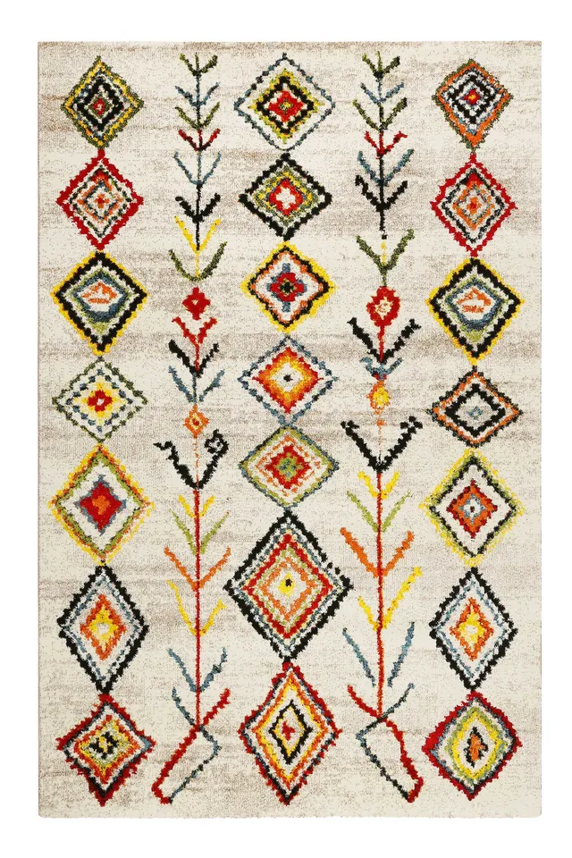 weconhome-medina-colorful-marrakesh-kurzflor-teppich-beige-bunt image 1