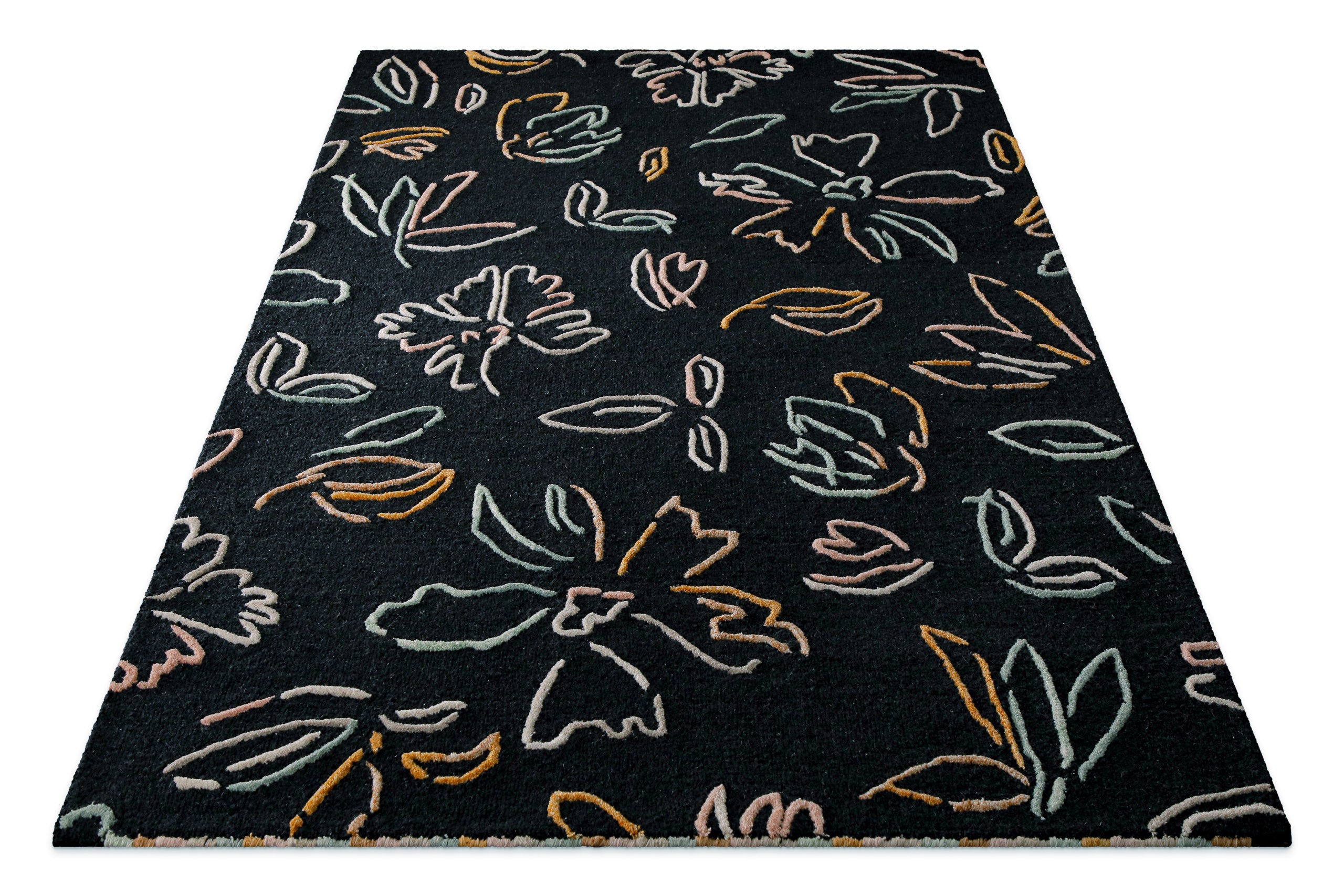 weconhome-vee-kurzflorteppich-anthrazit-schurwolle-floral image 5