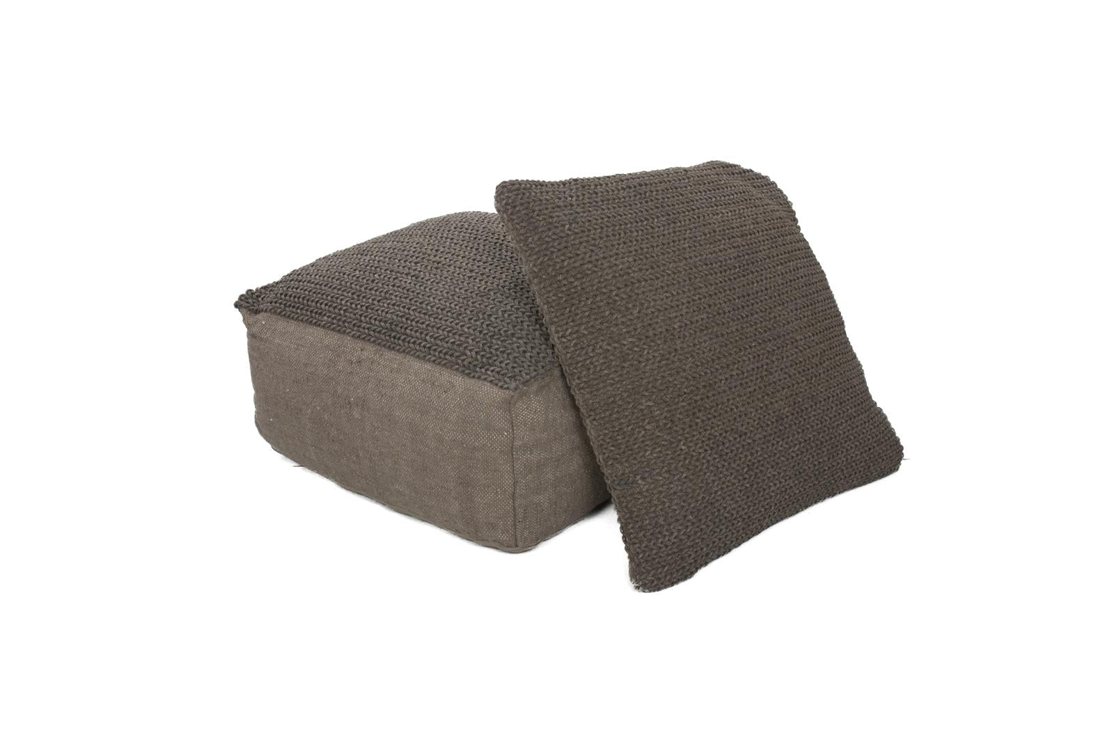 kayoom-shaun-210-sitzkissen-set-mit-pouf-handgefertigt-grau-polyester-baumwoll-m image 2