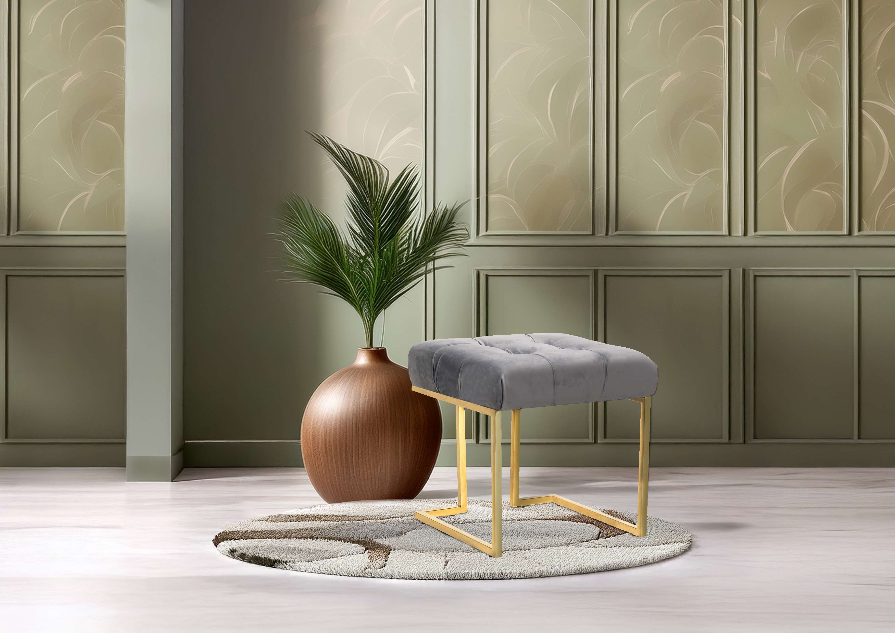 kayoom-hocker-rarity-125-eckiger-polsterhocker-mit-samtbezug-und-goldenem-metall image 3