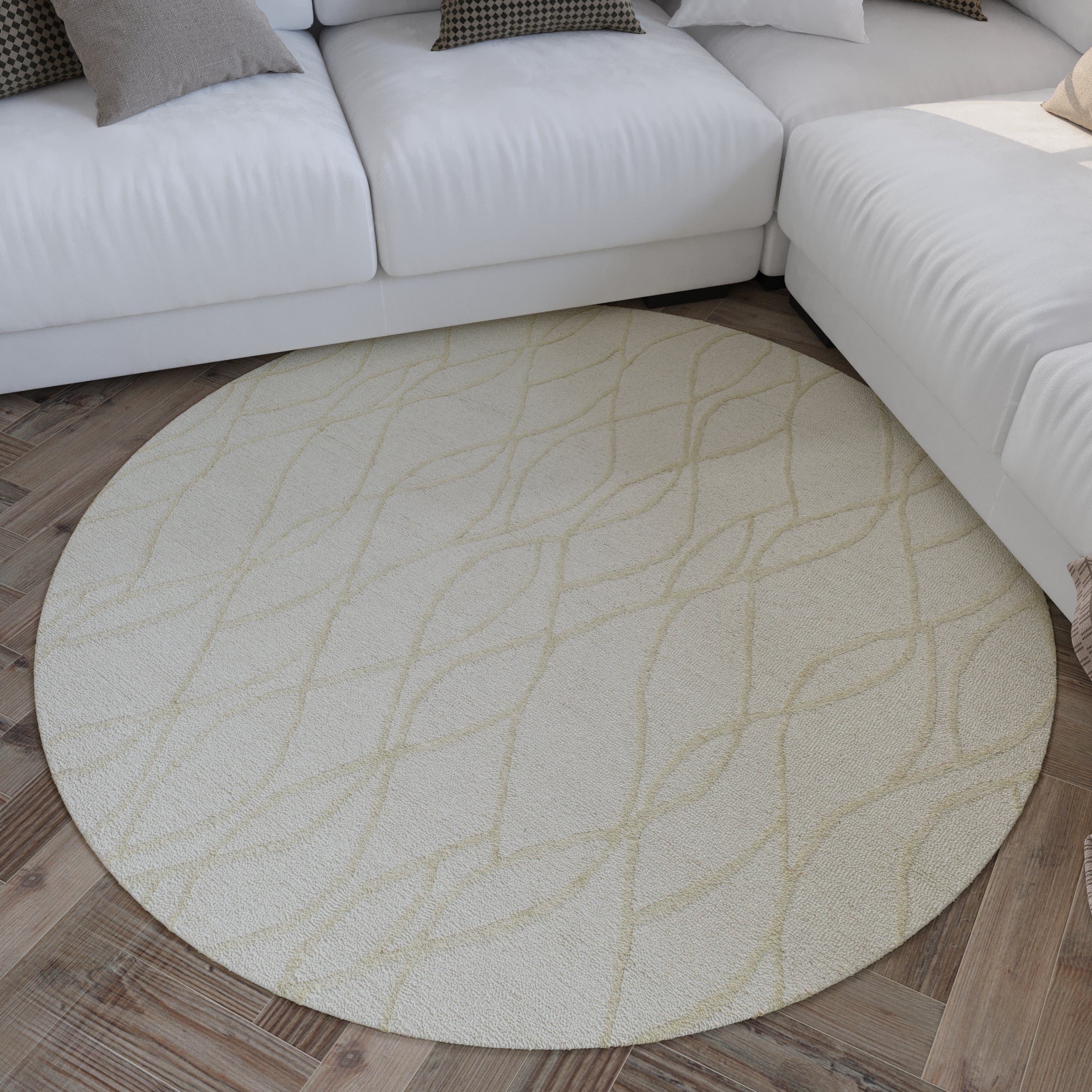 weconhome-hamptons-twentythree-kurzflor-teppich-rund-creme-wei-schurwolle image 2