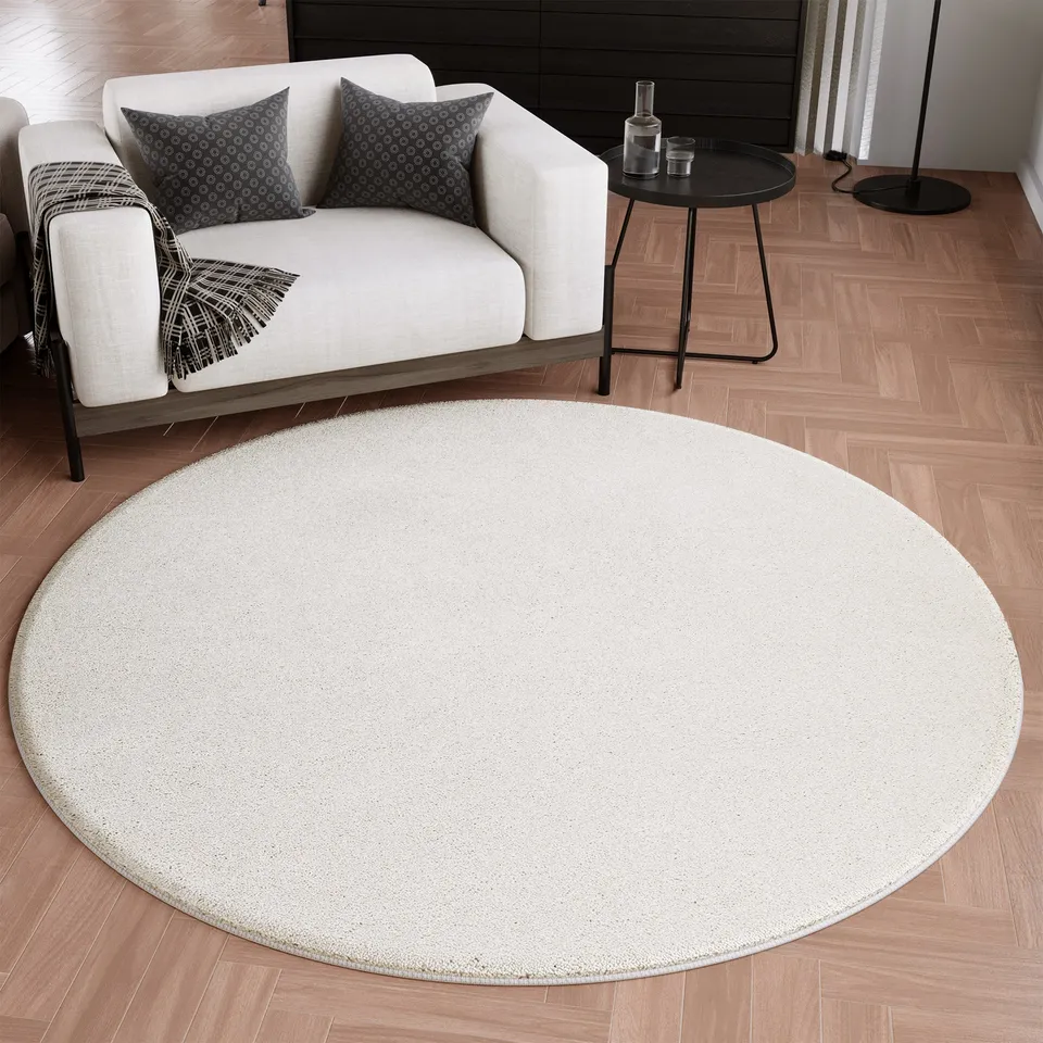 weconhome-wogh-kurzflorteppich-rund-creme-wei image 1