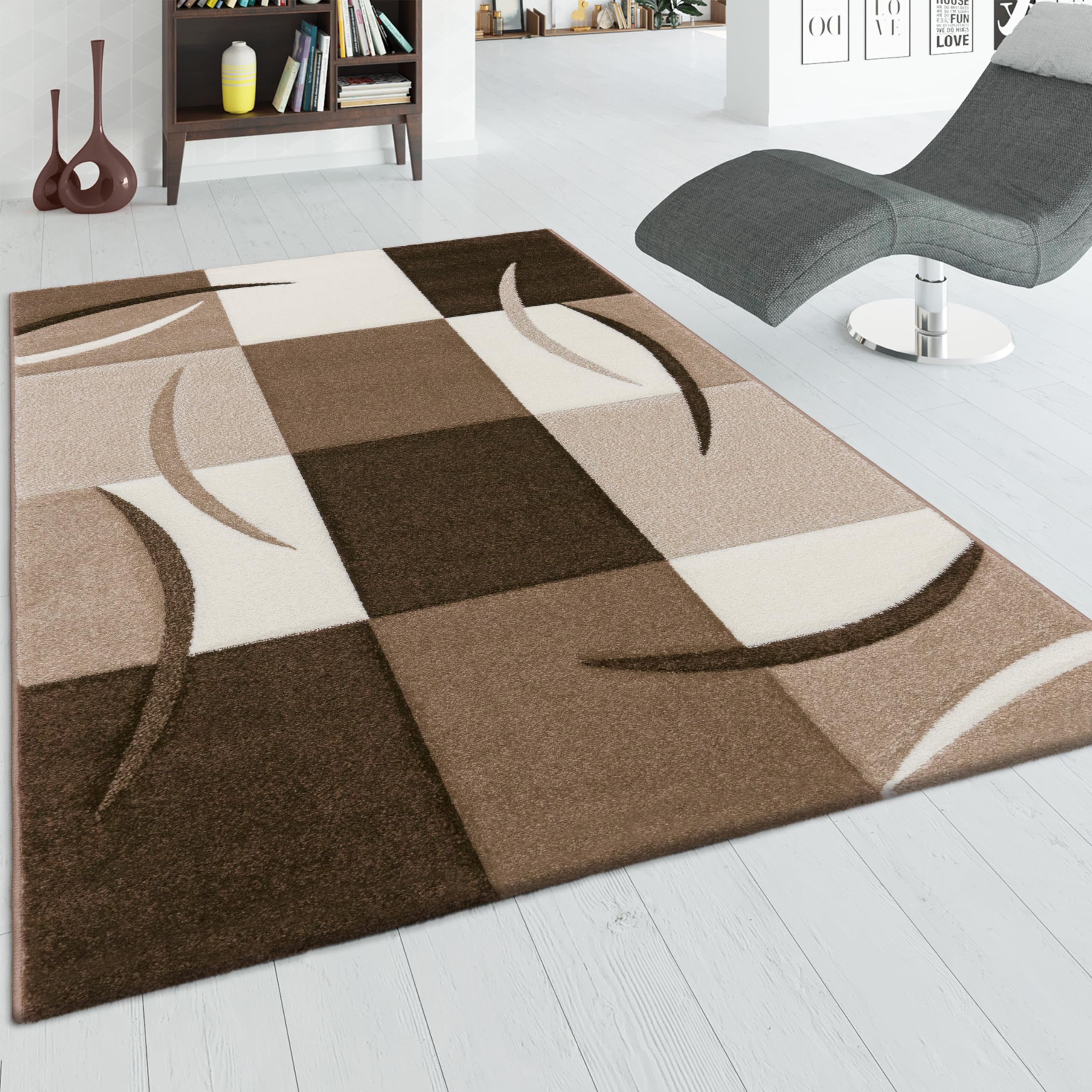 paco-home-designer-teppich-karo-braun-beige-60x110-cm image 1