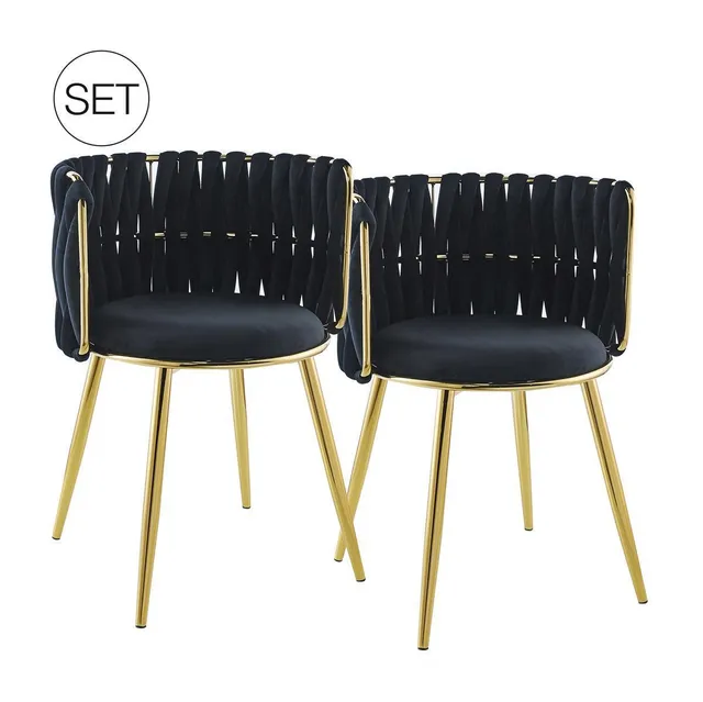 kayoom-stuhl-melly-125-2er-set-luxus-stuhl-mit-flechtoptik-und-samtbezug image 1