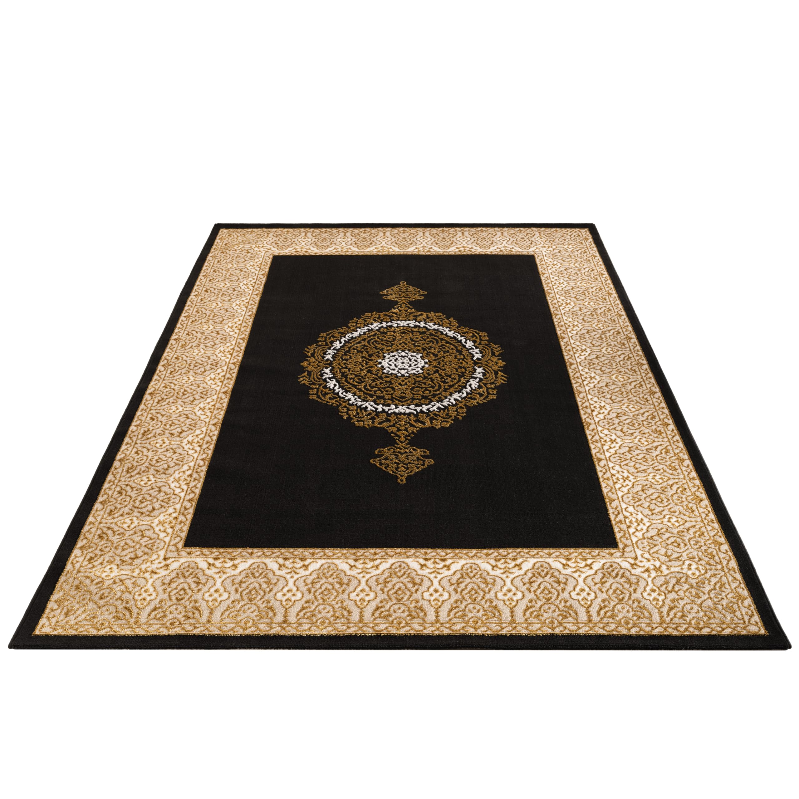paco-home-teppich-kurzflor-vintage-orientalisch-80x150-cm-schwarz-gold image 5