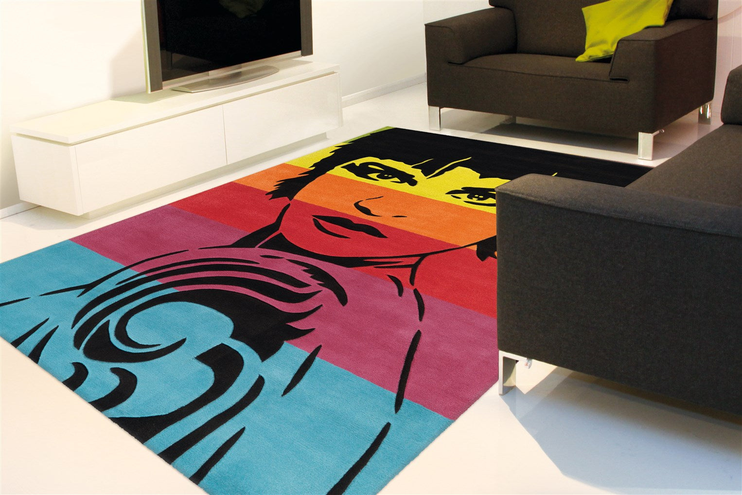 kayoom-joy-4019-bunter-motivteppich-acryl-pflegeleicht-modernes-design image 2
