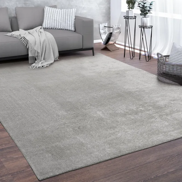 paco-home-kurzflor-teppich-style-200-cm-rund-silber-rutschfest-modern image 1
