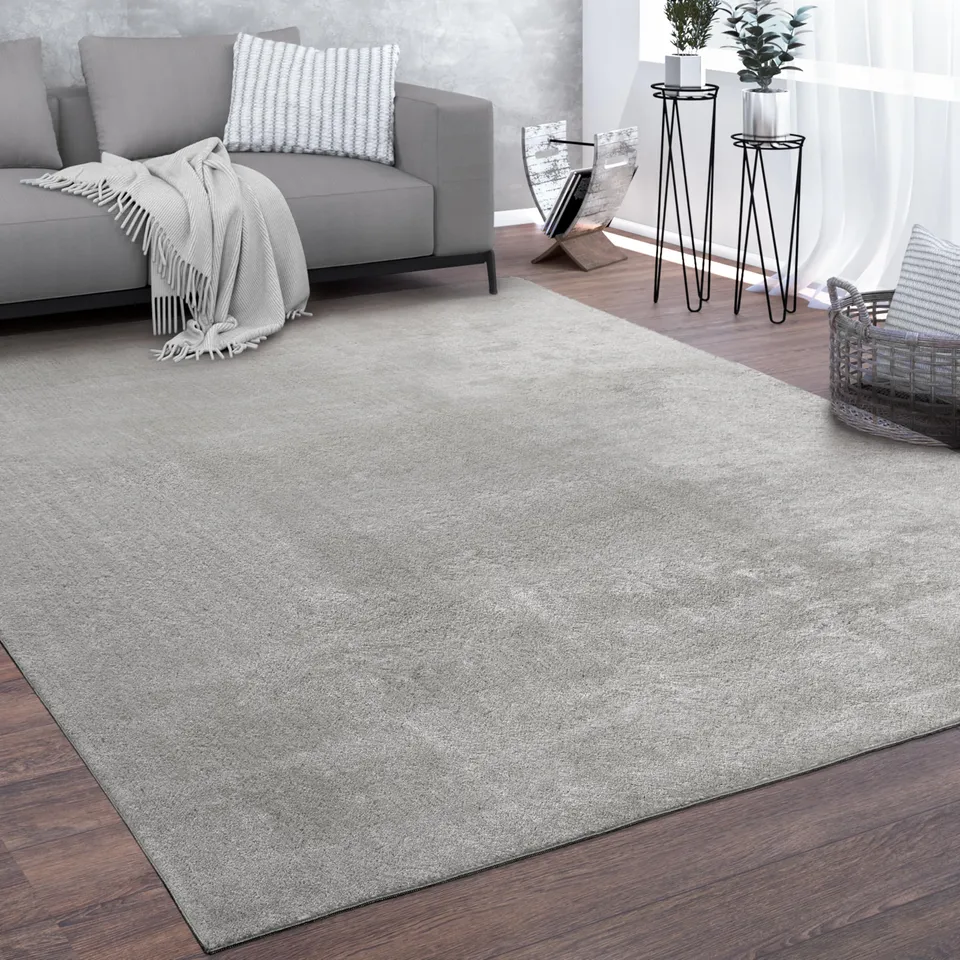 paco-home-kurzflor-teppich-style-200-cm-rund-silber-rutschfest-modern image 1