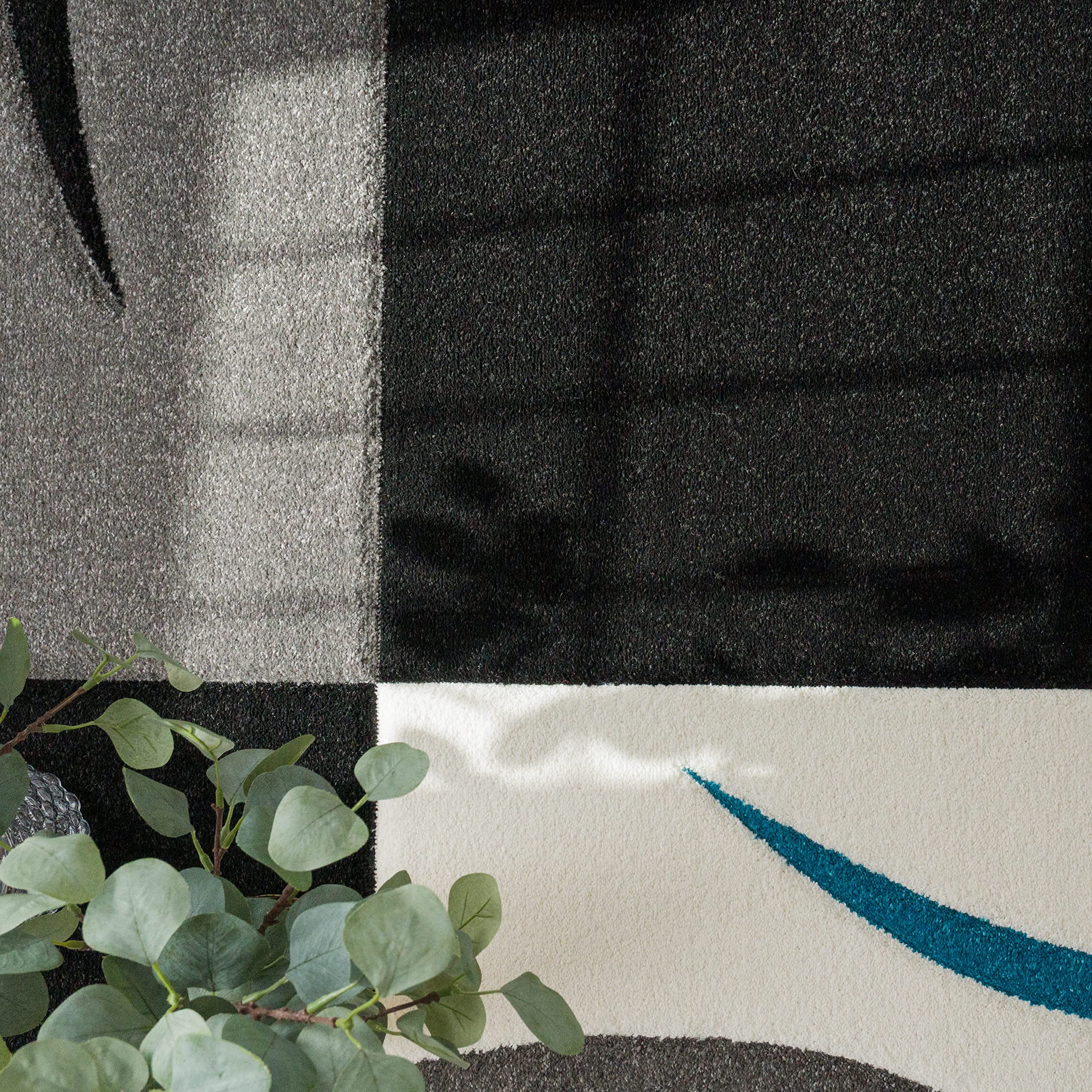 paco-home-metro-kurzflor-teppich-80x150-cm-t-rkis-geometrisch-kariert-meliert image 3