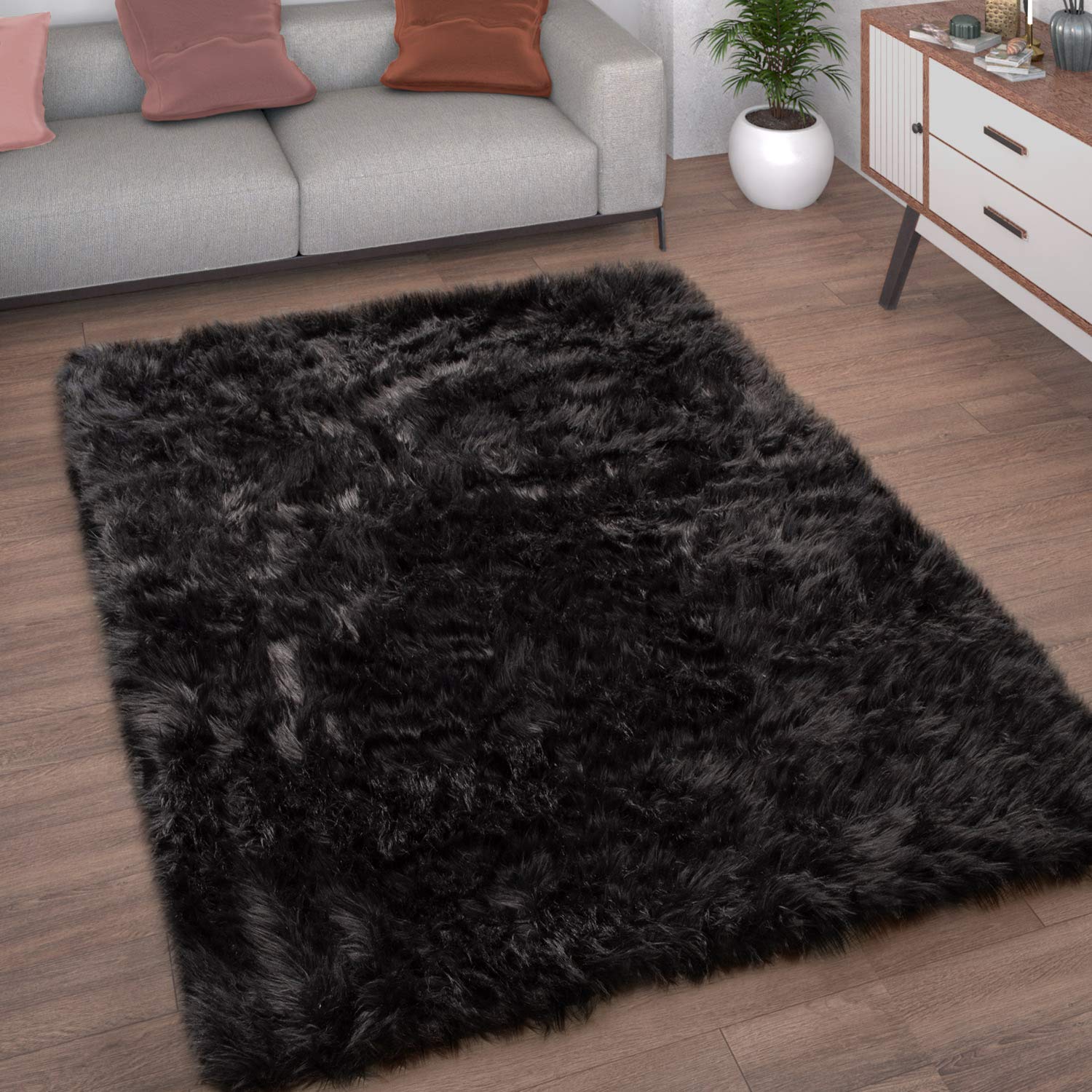 paco-home-kunstfell-fellteppich-schwarz-45-cm-rund image 1