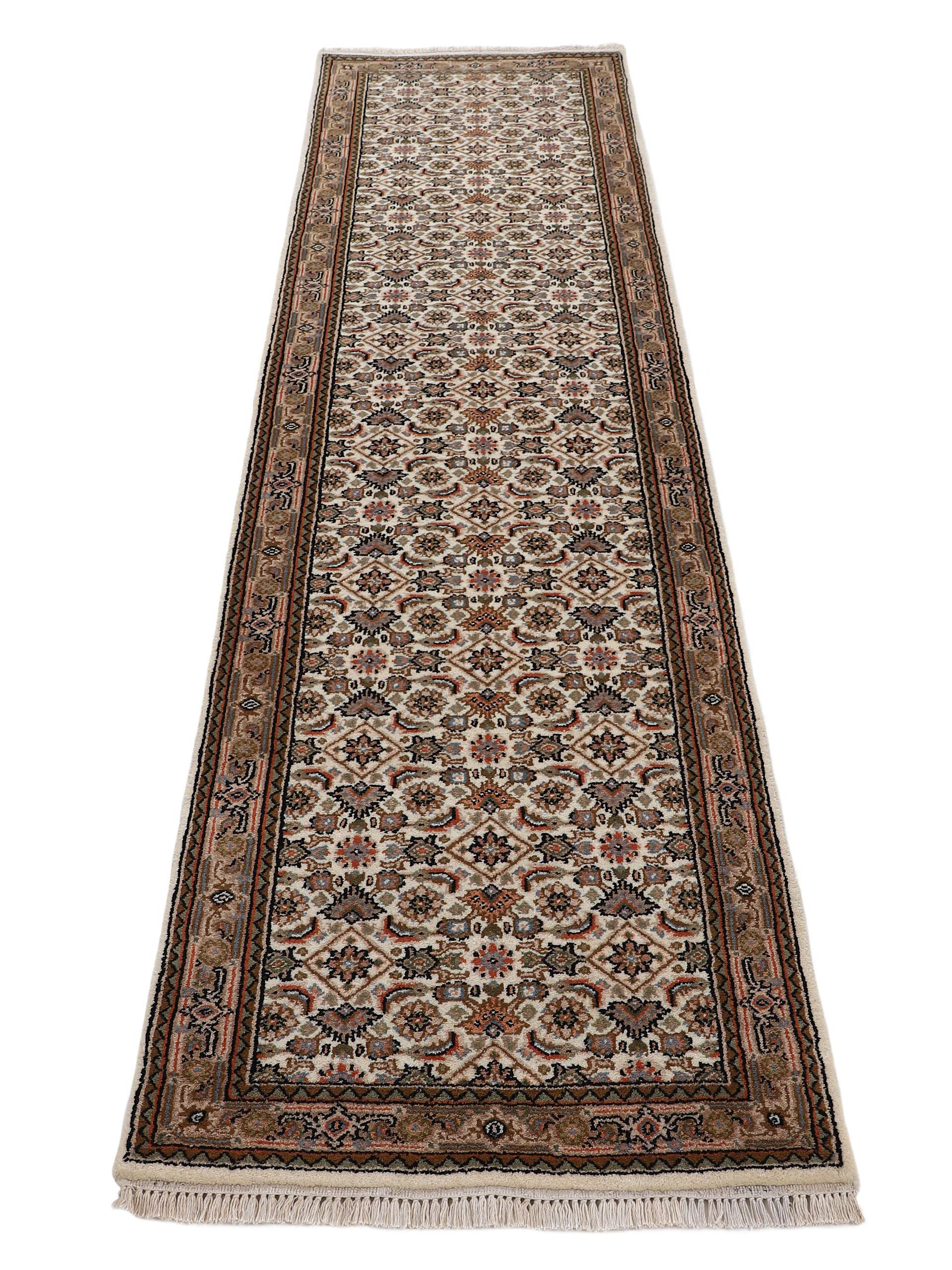 carpetine-bidjar-herati-teppich-l-ufer-creme-80x250-cm-handgekn-pft-wolle-baumwo image 4