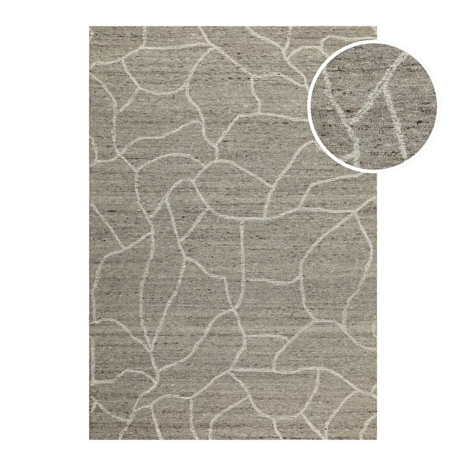 weconhome-hamptons-fortyone-kurzflor-teppich-taupe-meliert-handgetuftet-100-schu image 1