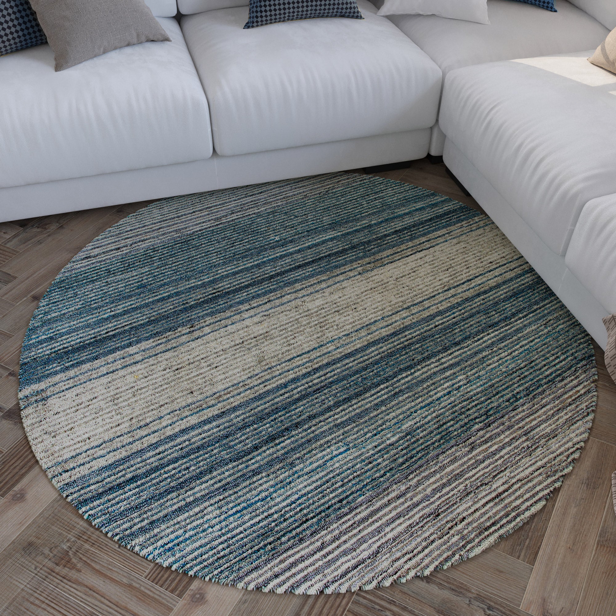 weconhome-hamptons-twentyfour-kurzflor-teppich-rund-grau-blau-meliert image 7