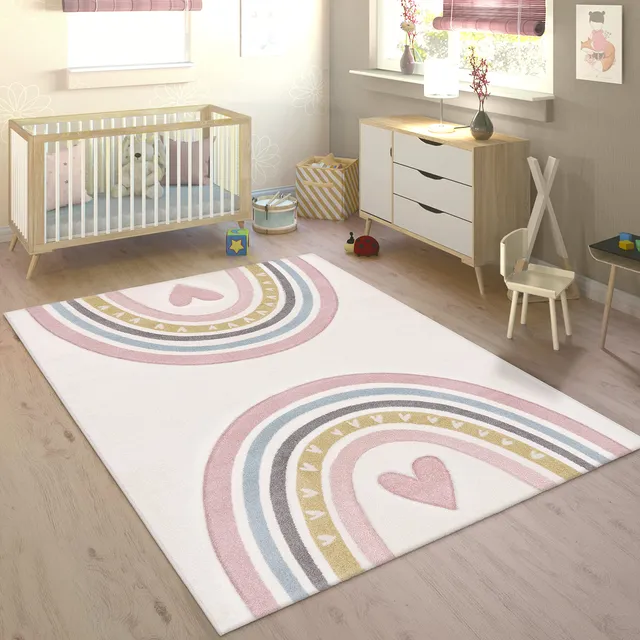 paco-home-kinderteppich-ela-pastell-3d-herz-regenbogen-80x150-cm image 1