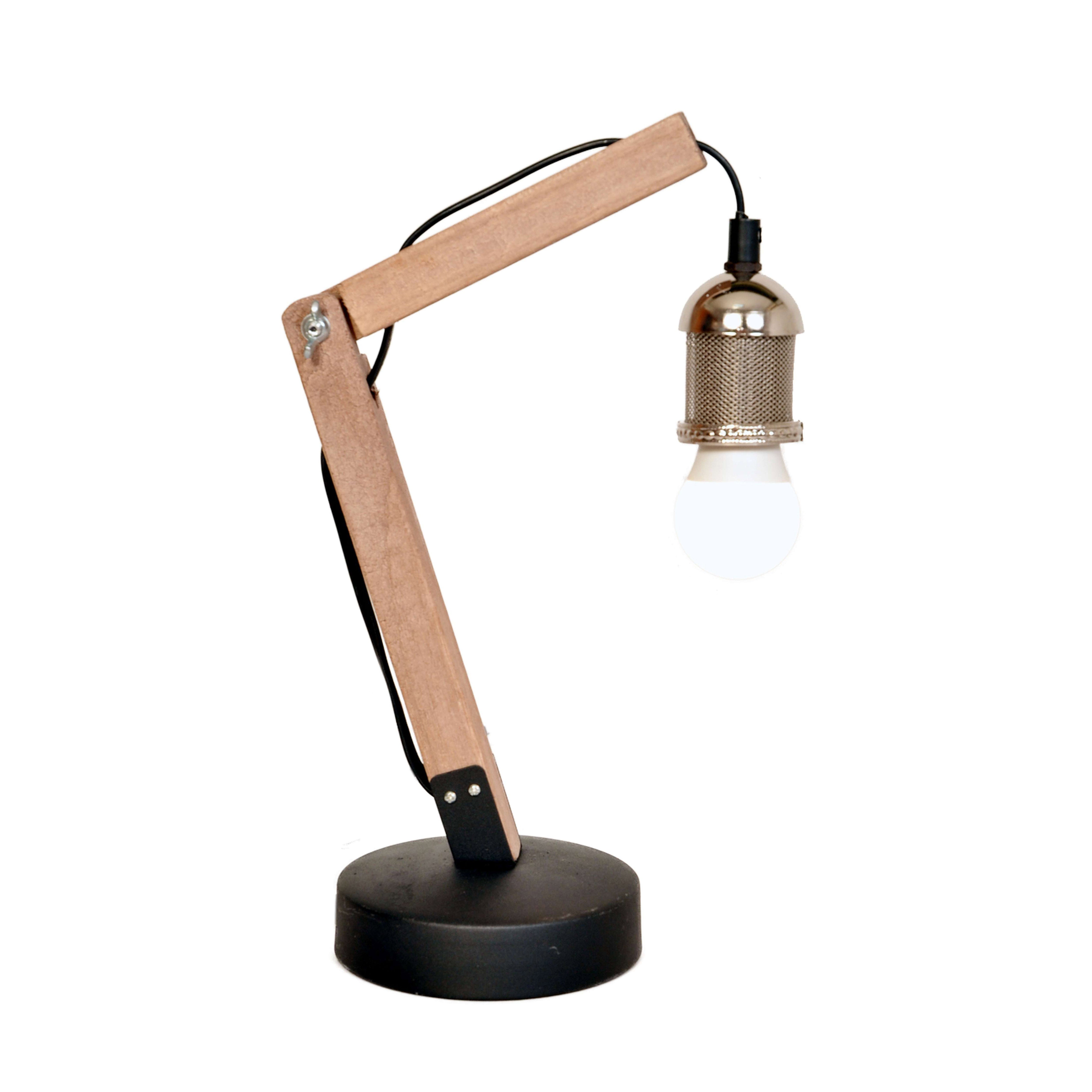 kayoom-rossa-i-silber-tischlampe-holz-eisen-leuchte-mit-e27-fassung-schwarz-silb image 1