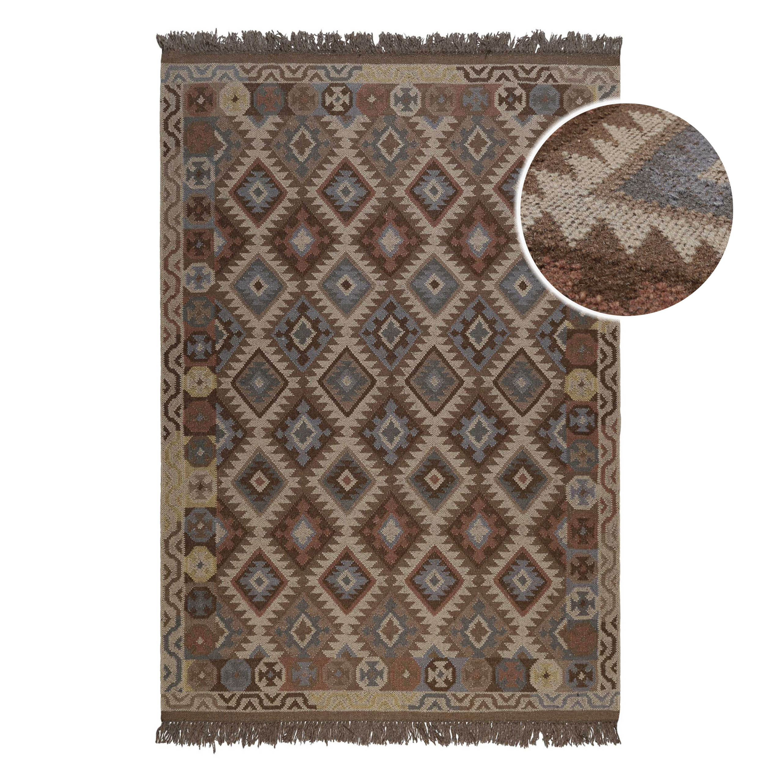 weconhome-green-looop-kelim-teppich-migny-hellbraun-wolle image 2