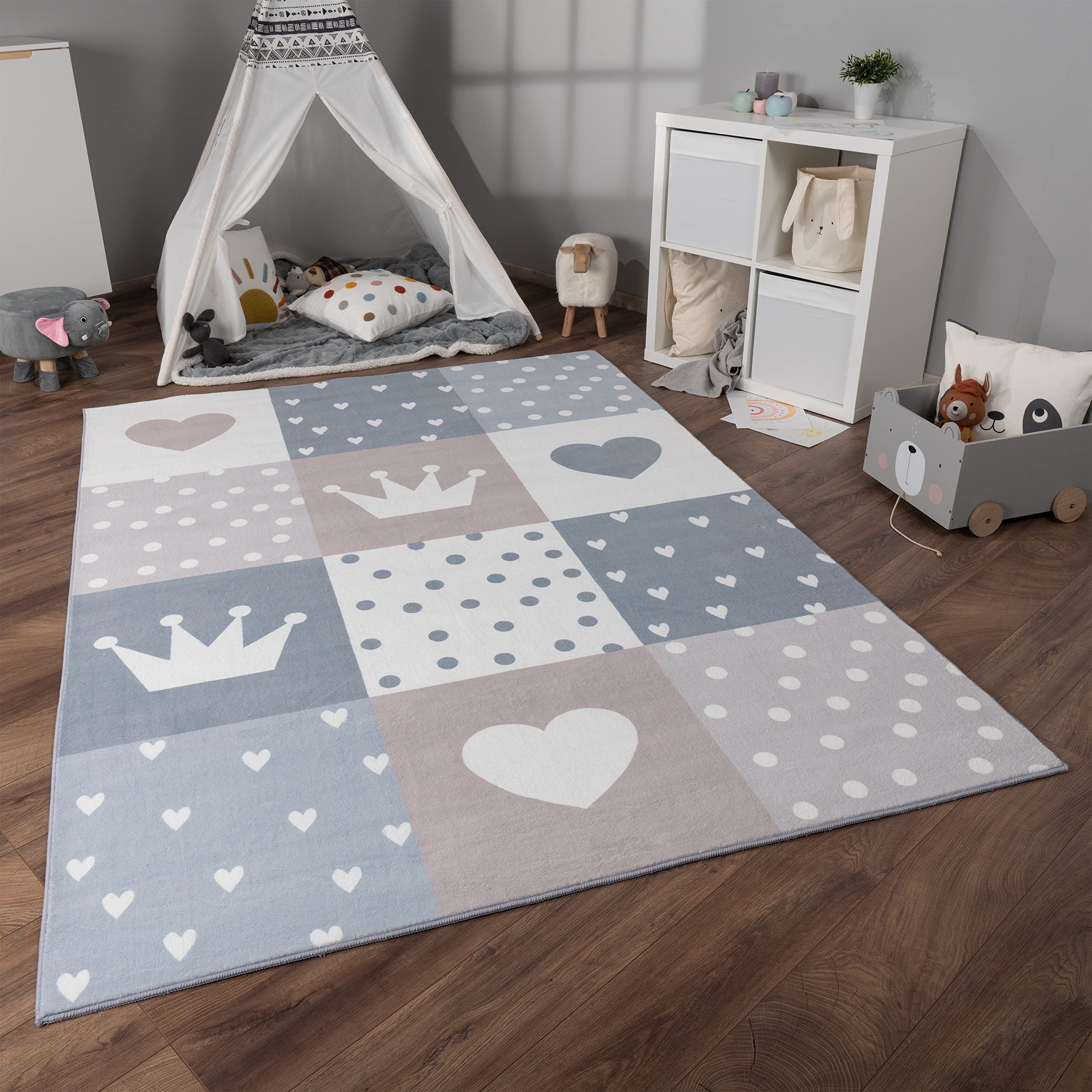 paco-home-kinderteppich-krone-herzen-160x220-cm-in-beige image 2