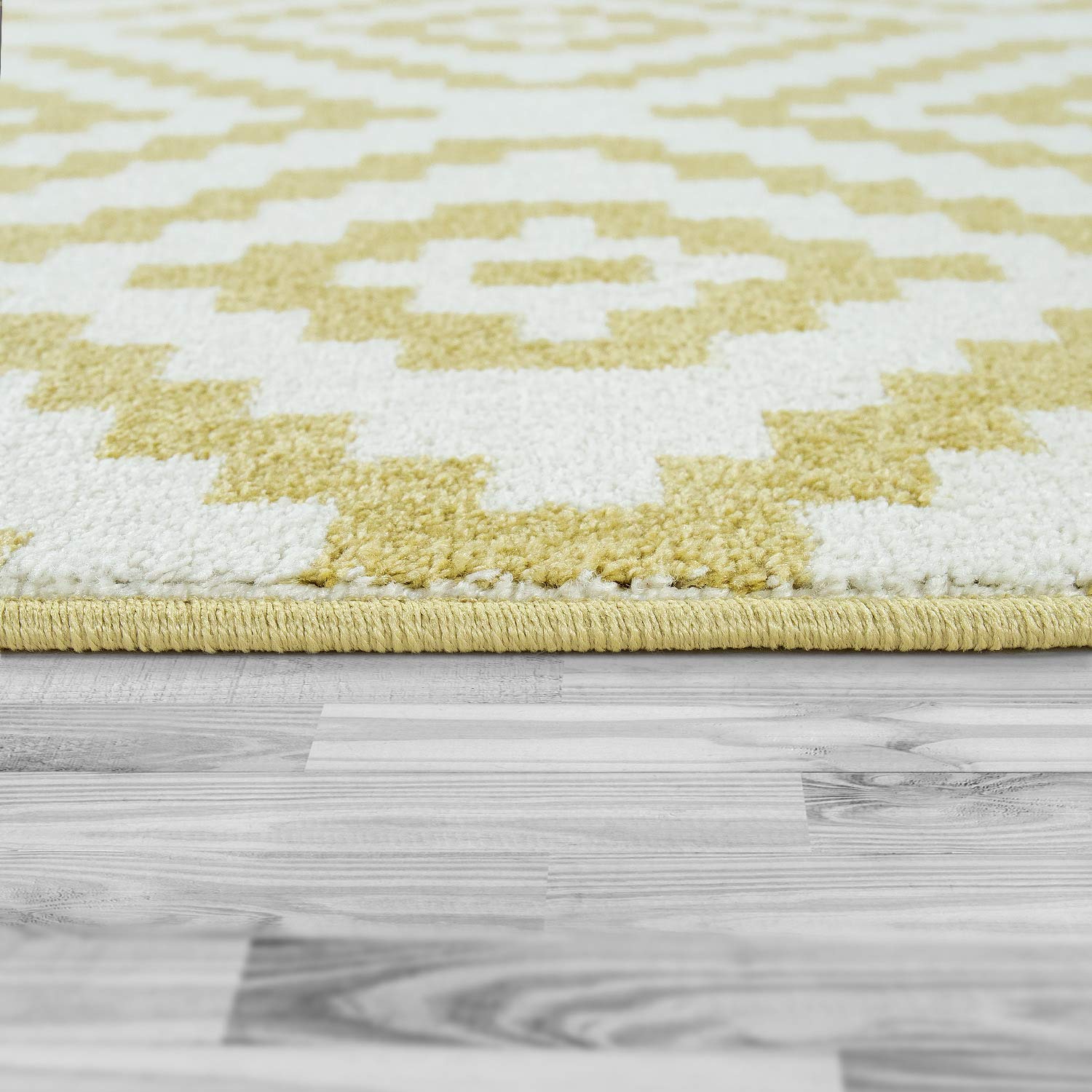 paco-home-wohnzimmer-teppich-rauten-muster-pastell-gelb-wei-60x100-cm-boho-ethno image 2
