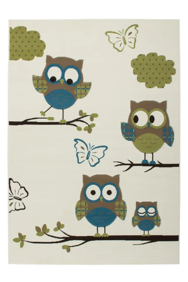 kayoom-sona-2044-kinderteppich-eulen-t-rkis-gr-n image 1