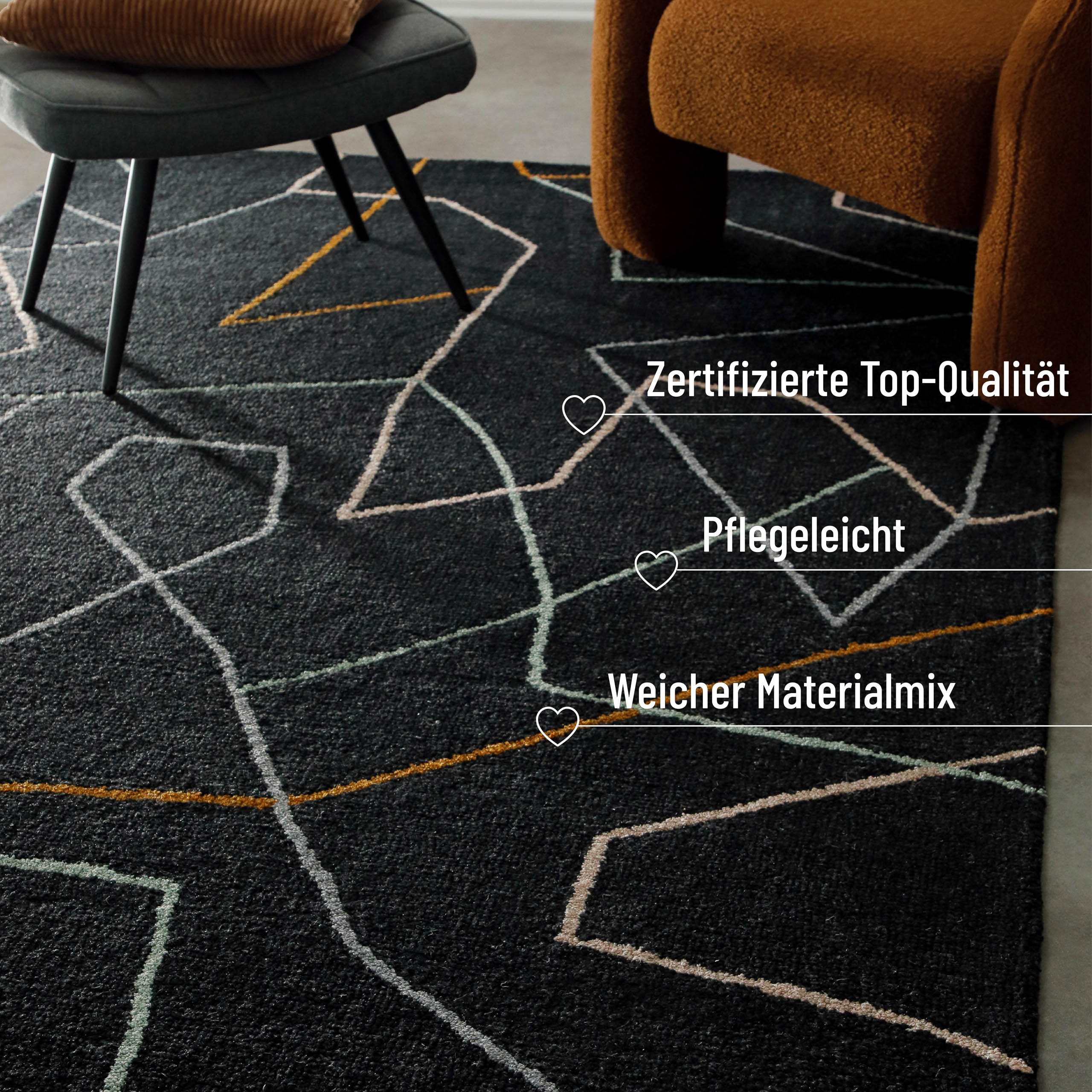 weconhome-kurzflorteppich-nox-anthrazit-rund-80-schurwolle-20-viskose-handgetuft image 4