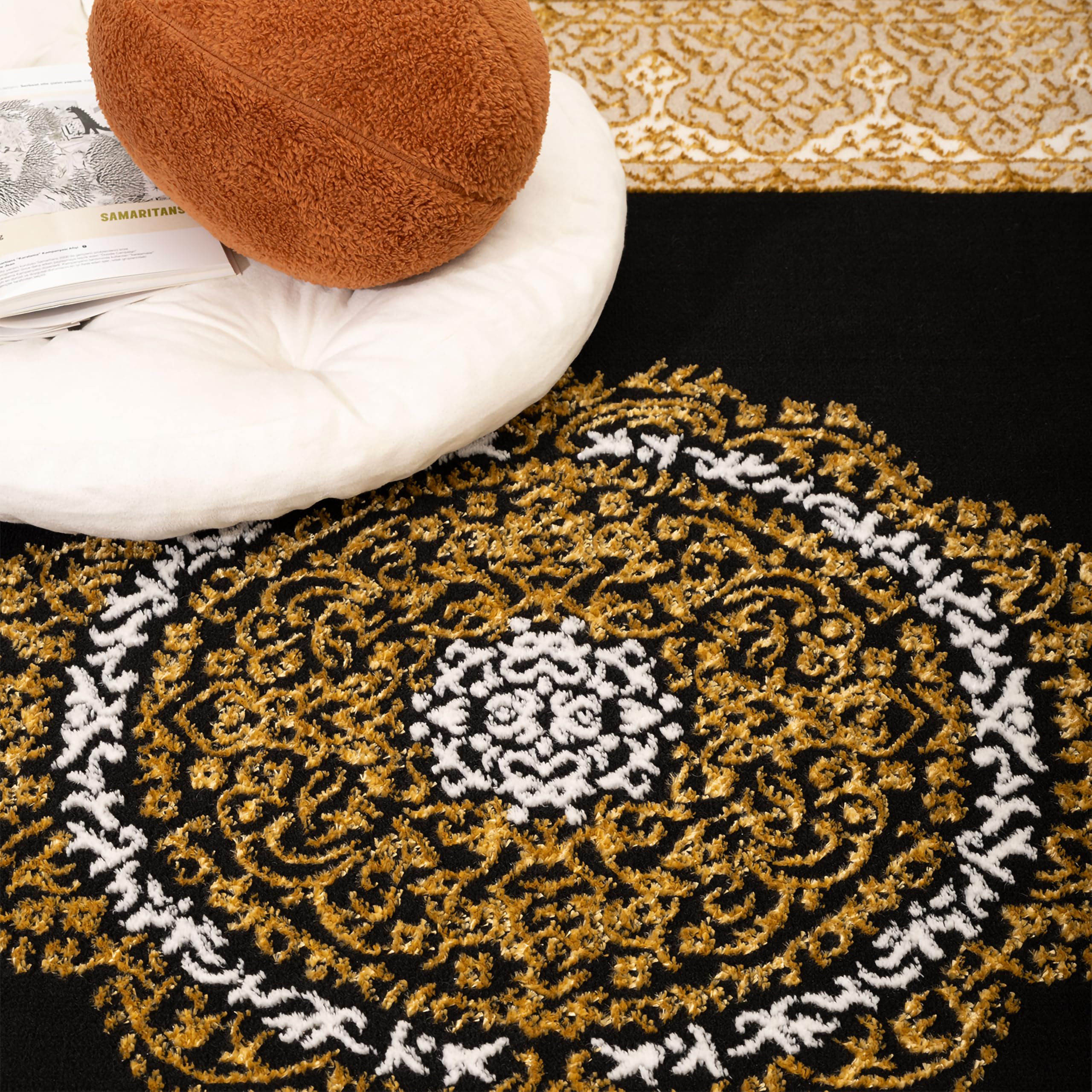 paco-home-teppich-kurzflor-vintage-orientalisch-80x150-cm-schwarz-gold image 3