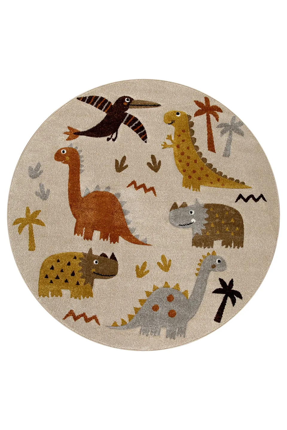 weconhome-smart-kids-kinderteppich-rund-sand-beige-meliert-t-rex-friends image 1