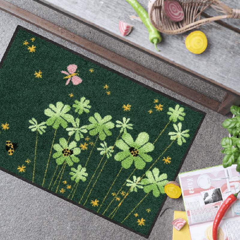 salonloewe-lucky-time-eingangsmatte-50-x-75-cm-kleeblatt-design-dunkelgr-n-polya image 2