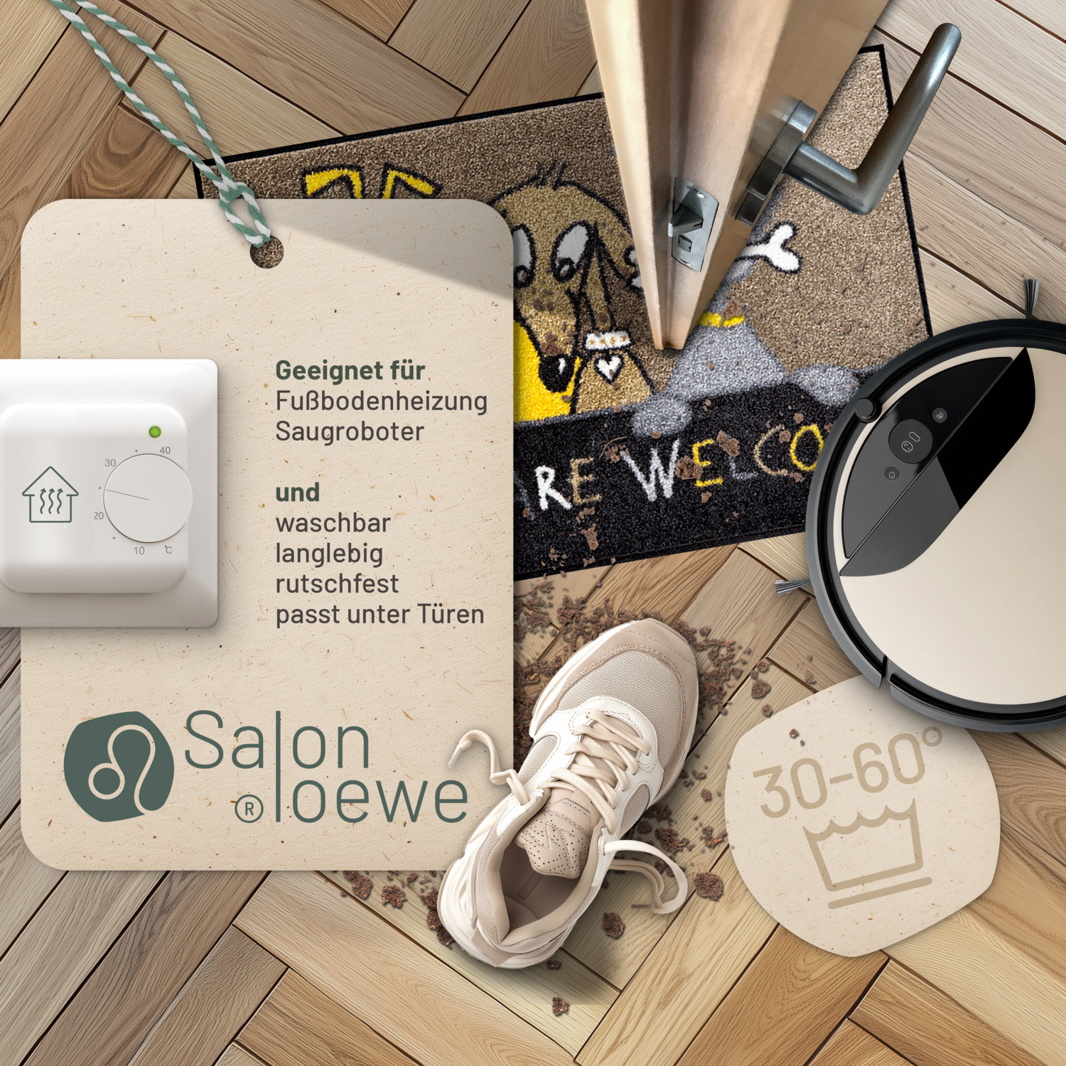 salonloewe-dogs-are-welcome-eingangsmatte-50-x-75-cm-grau-waschbar-rutschfest image 3