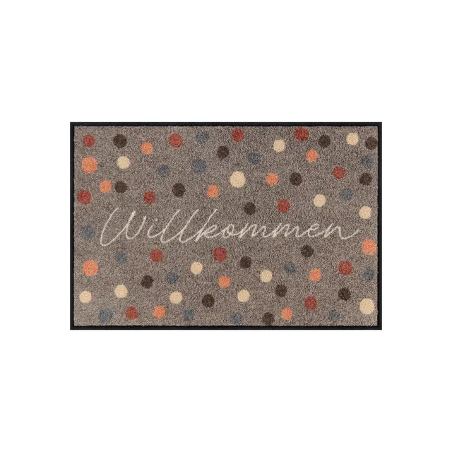 salonloewe-willkommen-dots-eingangsmatte-50-x-75-cm-gepunktete-fu-matte-mit-will image 1